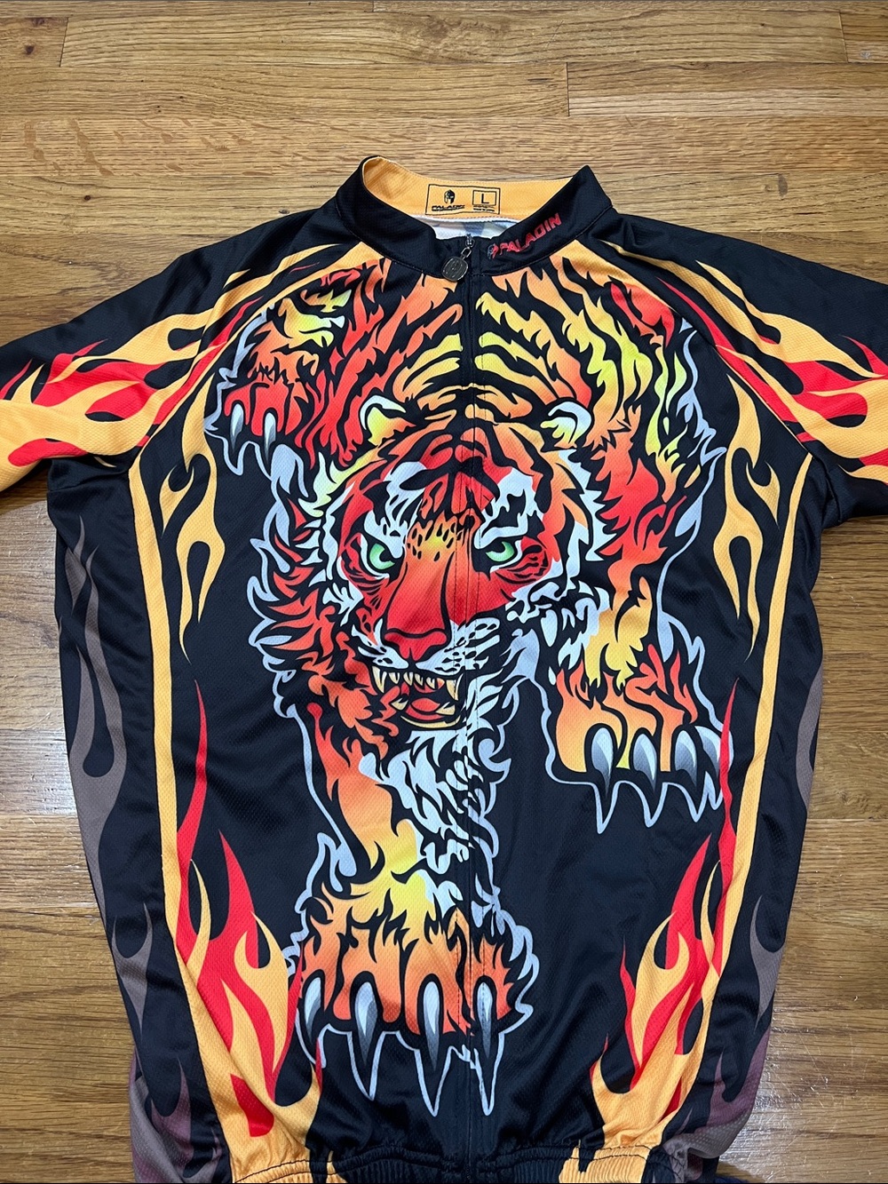 Paladin Black Cycling Jersey with Fiery Tiger Graphic